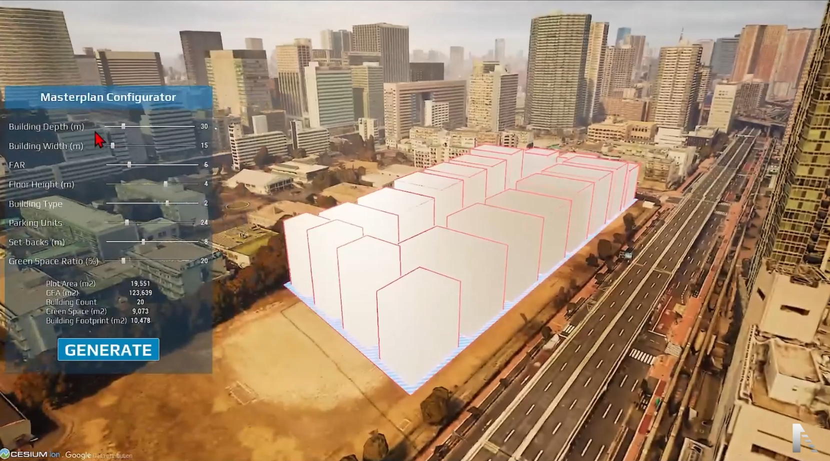Urban plan with context and zoning layers