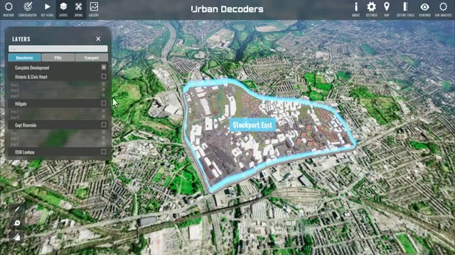 ストックポート・イーストのツイン上のGISレイヤーパネル